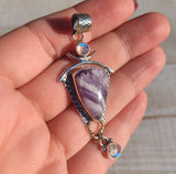 Two Tone - Chevron Amethyst & Moonstone 925 Pendant