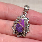 Copper Purple Turquoise & Moonstone 925 Pendant