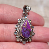 Copper Purple Turquoise & Moonstone 925 Pendant
