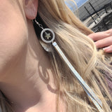 Labradorite Star & Hogographic Leopard Print Leather 925 Earrings
