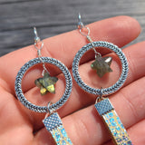Labradorite Star & Hogographic Leopard Print Leather 925 Earrings