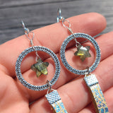 Labradorite Star & Hogographic Leopard Print Leather 925 Earrings