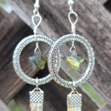 Labradorite Star & Hogographic Leopard Print Leather 925 Earrings