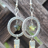 Labradorite Star & Hogographic Leopard Print Leather 925 Earrings