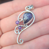 Indian Blanket Jasper & Amethyst 925 Pendant