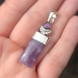 Purple Lepidolite & Amethyst 925 Pendant