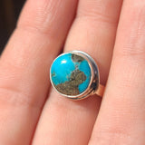 Kingman Turquoise With Pyrite 925 Ring