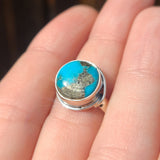 Kingman Turquoise With Pyrite 925 Ring