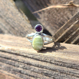 Serpentine & Amethyst 925 Ring