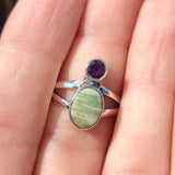 Serpentine & Amethyst 925 Ring
