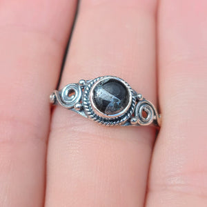 Obsidian and Zinc 925 Ring