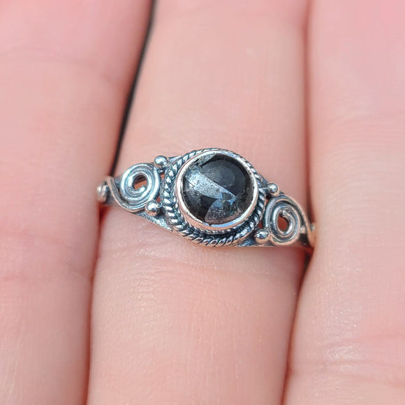 Obsidian and Zinc 925 Ring