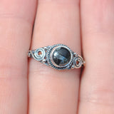 Obsidian and Zinc 925 Ring