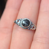 Obsidian and Zinc 925 Ring