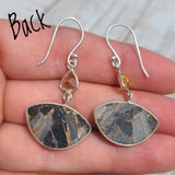 Shell in Black Turquoise & Citrine 925 Earrings